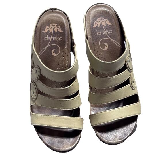 Dansko Nigella Leather mule strappy slip on Flower Clogs Shoes Sz 37 6.5 7 - Picture 2 of 9